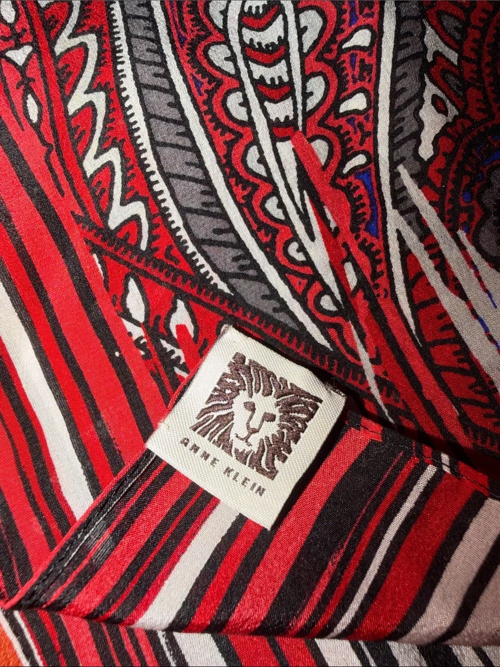 VINTAGE Anne Klein 100% Pure Silk Paisley Scarf